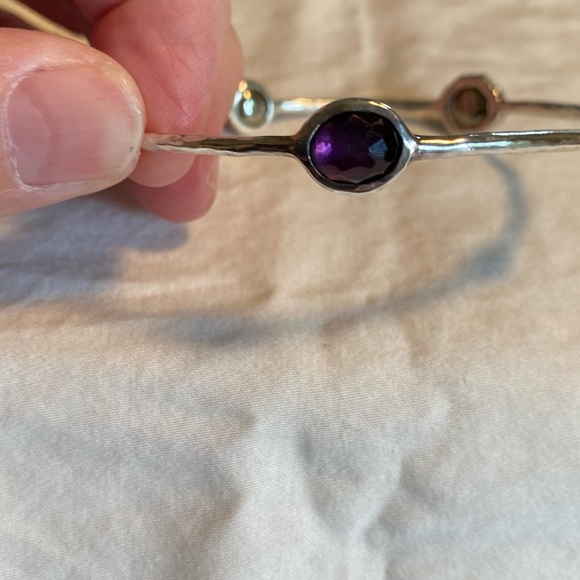 Authentic Ippolita five station multi color stone sterling silver bangle. - Picture 2 of 7